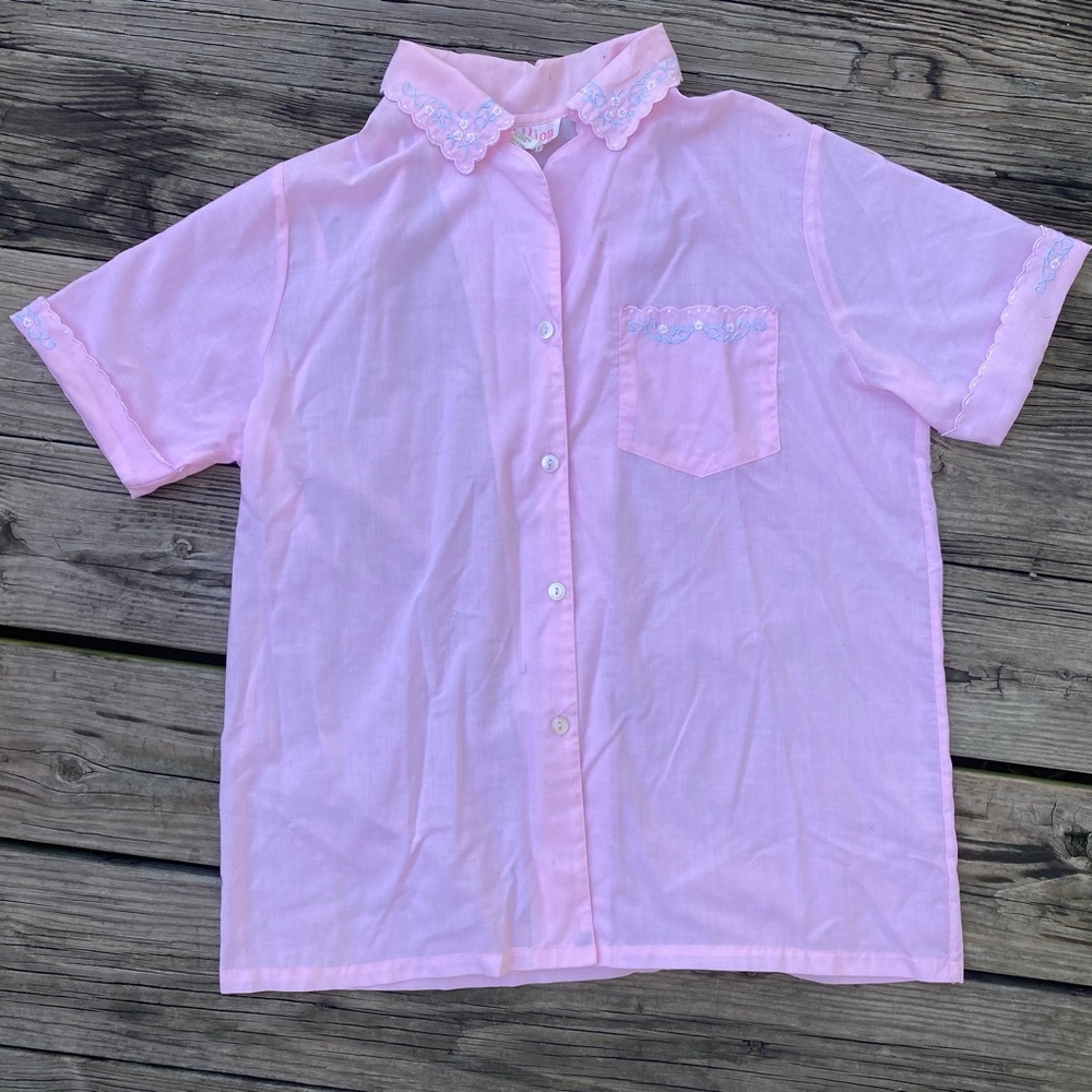 Vintage Light Pink Button Up